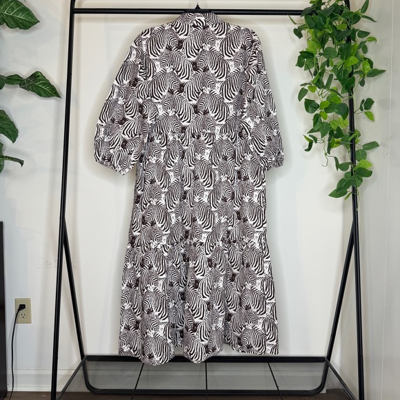 Maeve by Anthropologie Bettina Tiered Midi Shirt Dress Zebra Print Motif Medium - Picture 3 of 12
